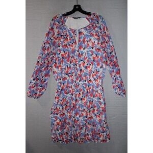 MSRP $185 Ralph Lauren Floral Crinkled Georgette Dress Multicolor L - XL